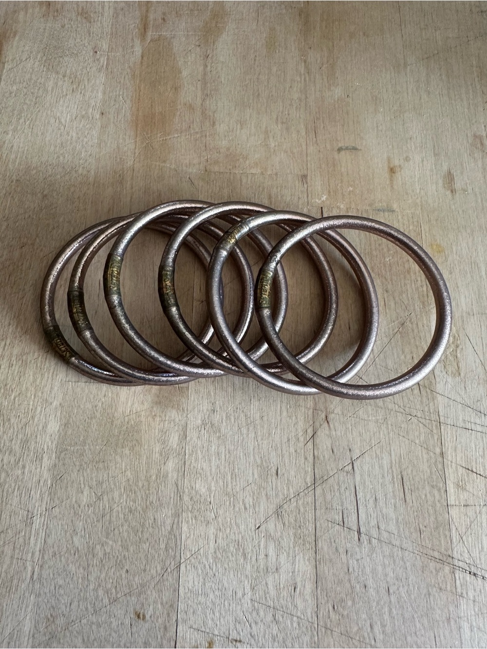 Stackable Metallic rose Gold Hoop Bangle Bracelet Set - Women Jewelry